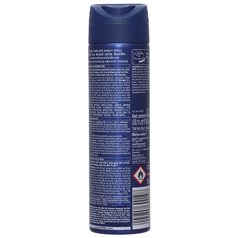 Xịt khử mùi Nivea Men Dry Impact cho nam chai 150ml - 2
